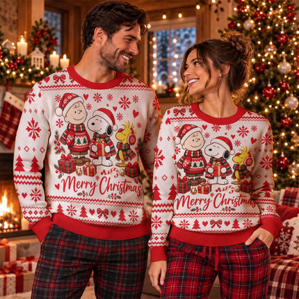 Funny Christmas Cartoon Ugly Sweatshirt Merry Christmas Friends