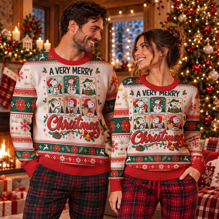 Funny Christmas Dog Ugly Sweatshirt Very Merry Cartoon Holiday