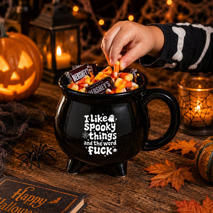 Funny Halloween Cauldron Ceramic Mug Spooky Quote