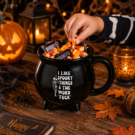 Funny Skeleton Halloween Cauldron Ceramic Mug Spooky Quote