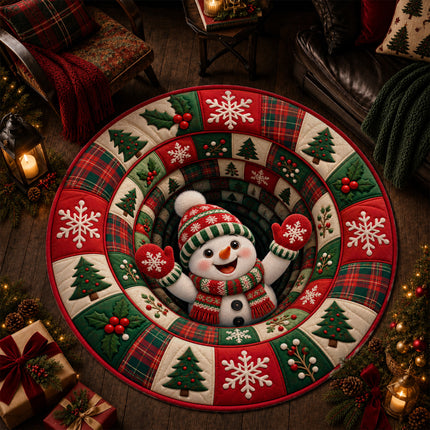 Christmas Round Rug Snowman Holiday Doormat