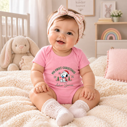 Personalized My First Christmas 2026 Custom Name Baby Bodysuit