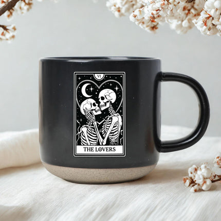The Lovers Tarot Halloween Pottery Mug Skeleton Couple Gift