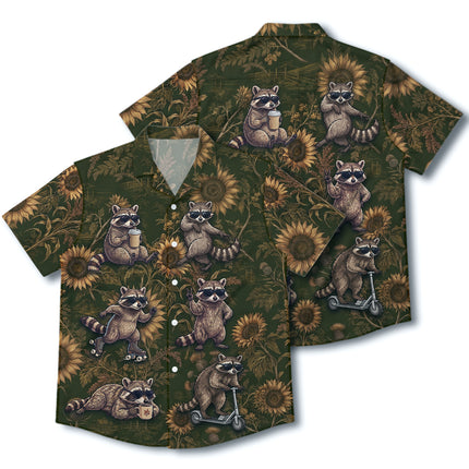 Funny Raccoon Sunflower Summer Vacation Hawaiian Shirt