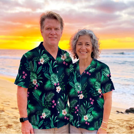 Beach Summer Tropical Green Floral Hawaiian Shirt