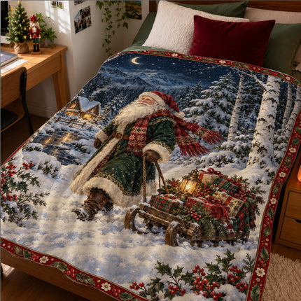 Santa Claus Fleece Blanket Winter Christmas Decor