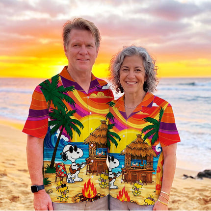 Tropical Beach Tiki Sunset Summer Hawaiian Shirt