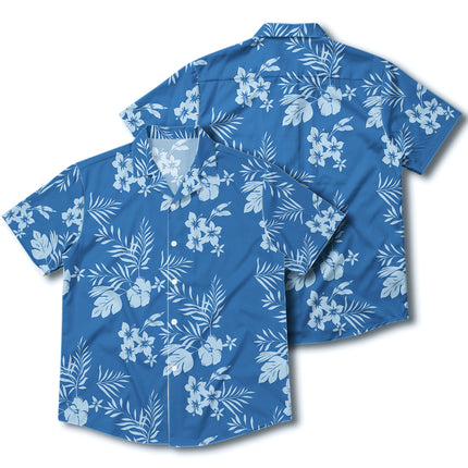 Beach Summer Blue Tropical Floral Hawaiian Shirt