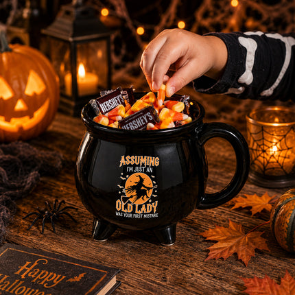 Funny Old Lady Witch Cauldron Ceramic Mug Halloween Gift