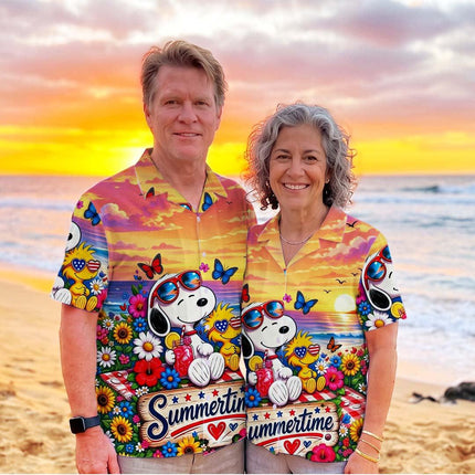 Beach Summer Sunset Tropical Floral Vacation Hawaiian Shirt