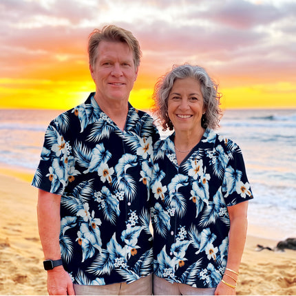 Beach Summer Navy Hibiscus Tropical Floral Hawaiian Shirt