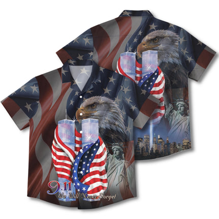 25th Patriot Day 9/11 Never Forget American Flag Tribute Hawaiian Shirt