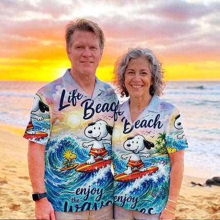 Life Is Beach Enjoy The Waves Tropical Summer Hawaiian Shirt