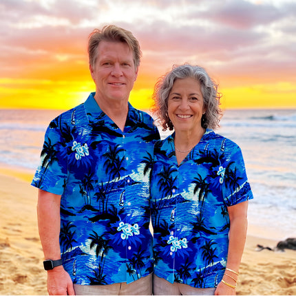 Blue Tropical Island Beach Floral Summer Hawaiian Shirt