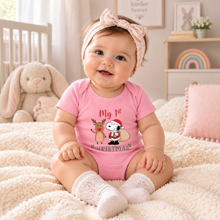 My First Christmas Reindeer Holiday Gift Sack Baby Bodysuit