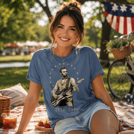 Comfort Colors 1776 2026 250th Anniversary USA Star Arch Lincoln Guitar T-Shirt