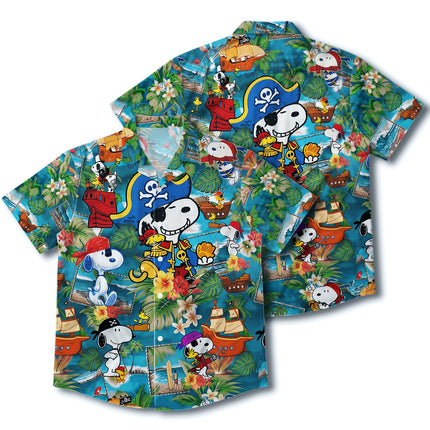 Pirate Tropical Beach Floral Summer Vacation Hawaiian Shirt