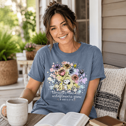 Comfort Colors Consider How the Wildflowers Grow Bible Verse T-Shirt