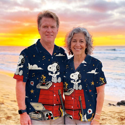 Music Night Sky Vintage Guitar Summer Hawaiian Shirt