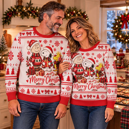 Funny Christmas Cartoon Ugly Sweatshirt Merry Christmas Friends
