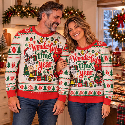 Funny Christmas Cartoon Ugly Sweatshirt Wonderful Time of the Year