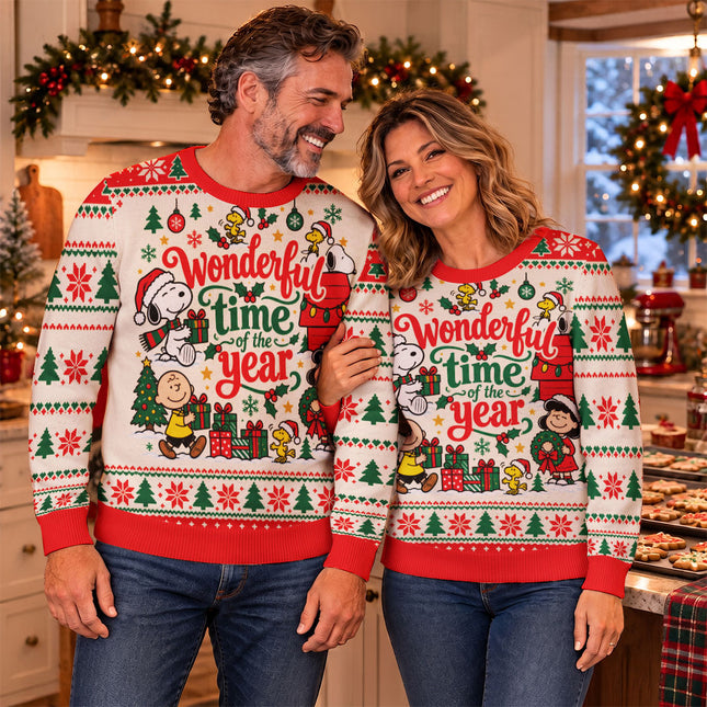 Funny Christmas Cartoon Ugly Sweatshirt Wonderful Time of the Year