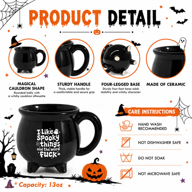 Funny Halloween Cauldron Ceramic Mug Spooky Quote
