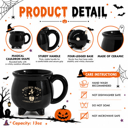Witches Brew Cauldron Ceramic Mug Halloween Witch Gift