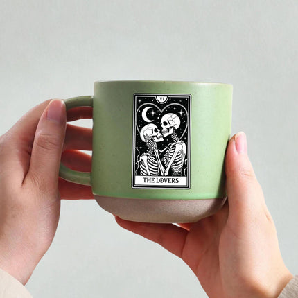 The Lovers Tarot Halloween Pottery Mug Skeleton Couple Gift