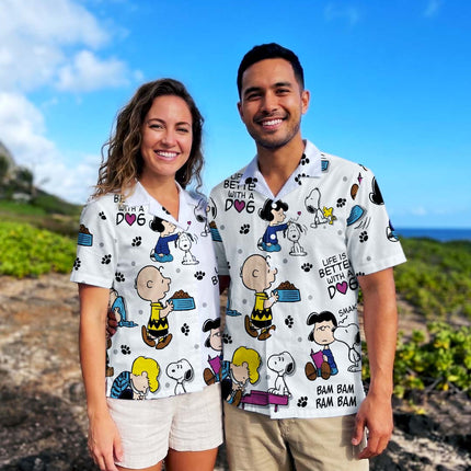Dog Lover Friendship Paw Print Summer Hawaiian Shirt HW_SNPY37-SL02-DS04