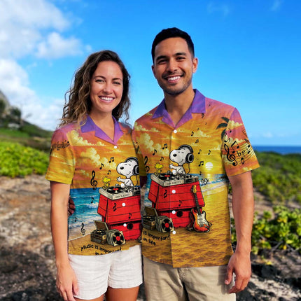 Sunset Beach Music Summer Hawaiian Shirt