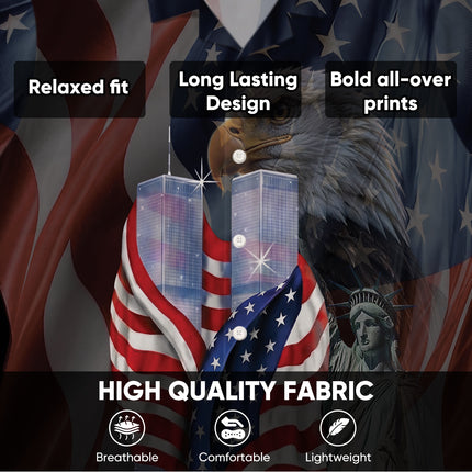 25th Patriot Day 9/11 Never Forget American Flag Tribute Hawaiian Shirt