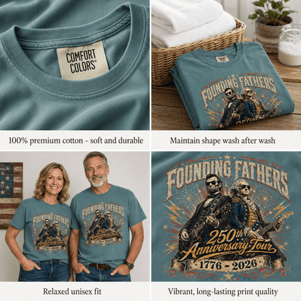 Comfort Colors Founding Fathers 250th Anniversary Tour Rock Guitar T-Shirt
