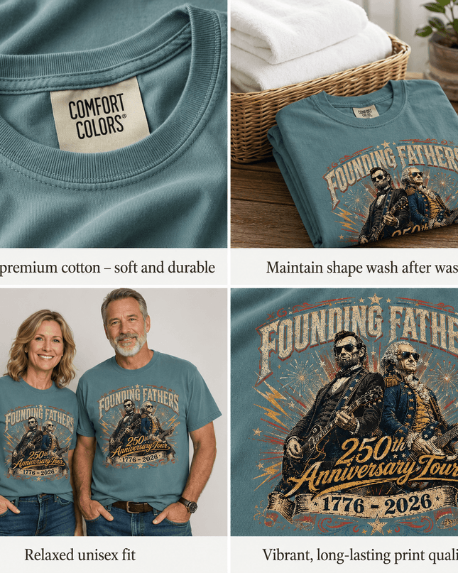 Comfort Colors Founding Fathers 250th Anniversary Tour Rock Guitar T-Shirt