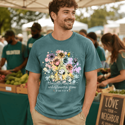 Comfort Colors Consider How the Wildflowers Grow Bible Verse T-Shirt