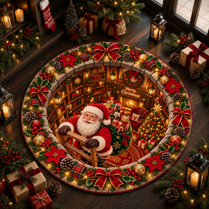 Christmas Round Rug Gnome Gift Holiday Doormat