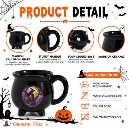 Personalized Witch Cauldron Mug Purple Stained Glass Halloween