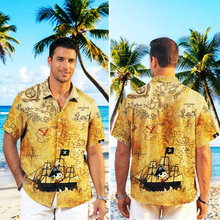 Pirate Treasure Map Adventure Summer Hawaiian Shirt