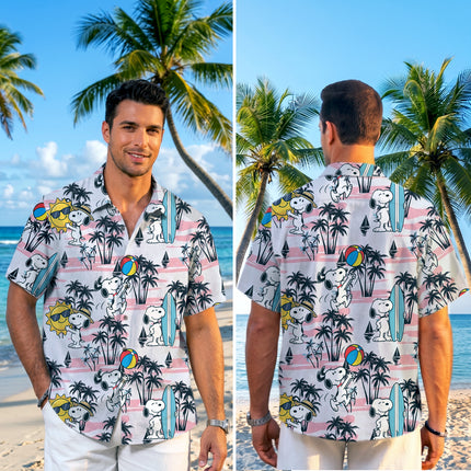 Pink Palm Surf Beach Summer Vacation Hawaiian Shirt