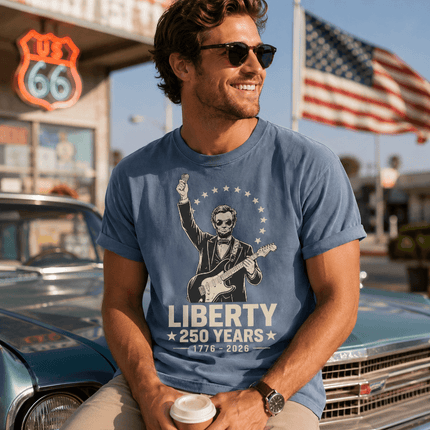 Comfort Colors Liberty 250 Years Rocking Abraham Lincoln Guitar T-Shirt