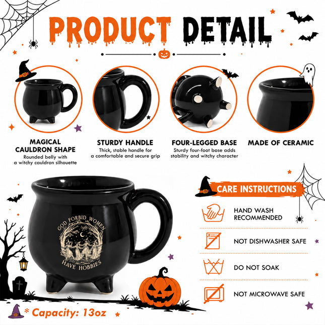God Forbid Women Have Hobbies Cauldron Mug Dancing Witches Halloween