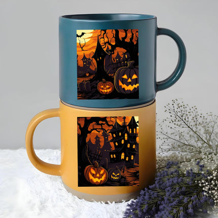 Jack O Lantern Halloween Pottery Mug Haunted House Spooky Decor
