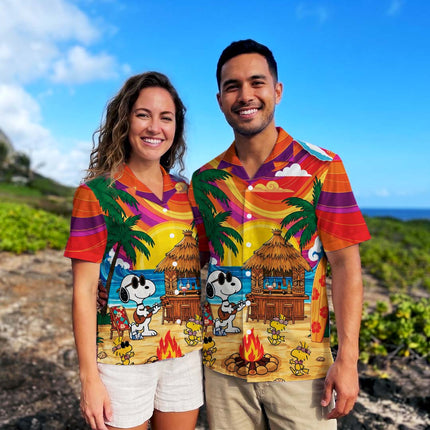 Tropical Beach Tiki Sunset Summer Hawaiian Shirt