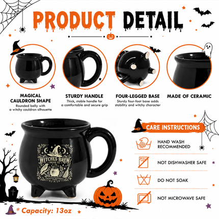 Witches Brew Cauldron Mug Vintage Halloween Witch Coffee Cup