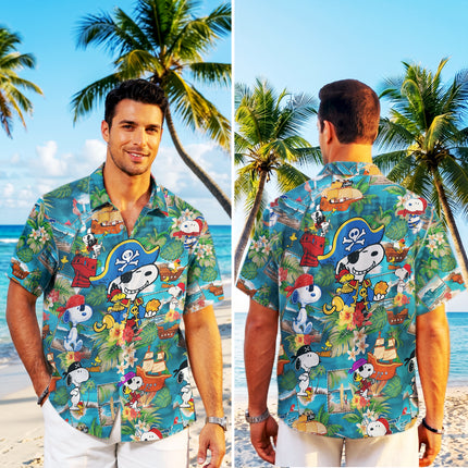 Pirate Tropical Beach Floral Summer Vacation Hawaiian Shirt