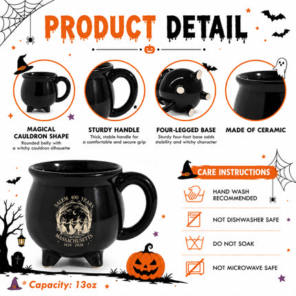 Salem 400 Years Massachusetts Witch Cauldron Mug Halloween