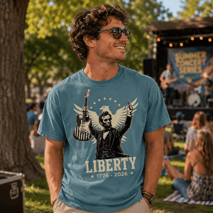 Comfort Colors Liberty 250th Anniversary USA Rockstar Lincoln Eagle T-Shirt