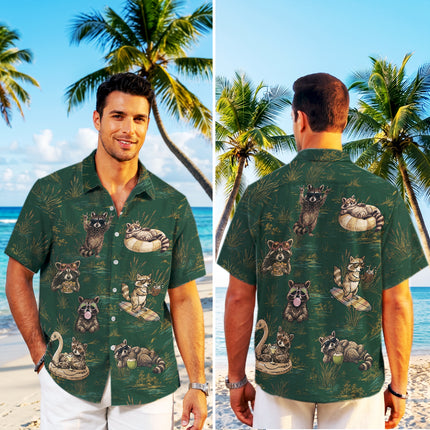 Funny Vacation Raccoon Summer Tropical Hawaiian Shirt