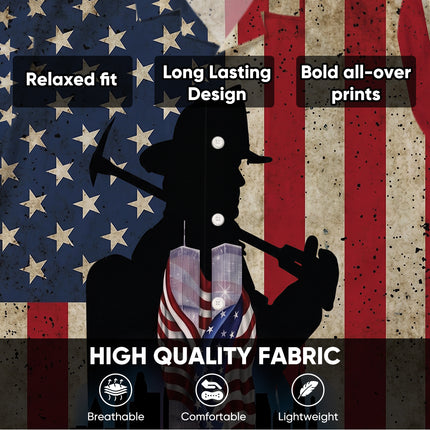 25th Patriot Day We Will Never Forget 9/11 Firefighter Tribute Hawaiian Shirt
