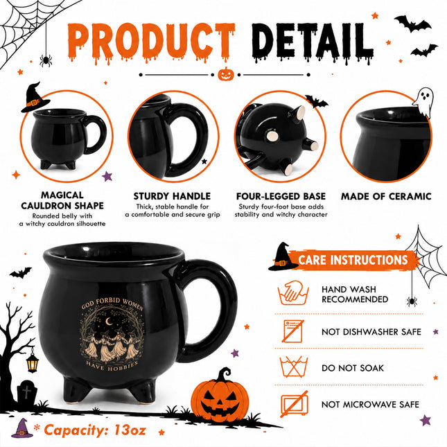 God Forbid Women Have Hobbies Witch Cauldron Mug Halloween